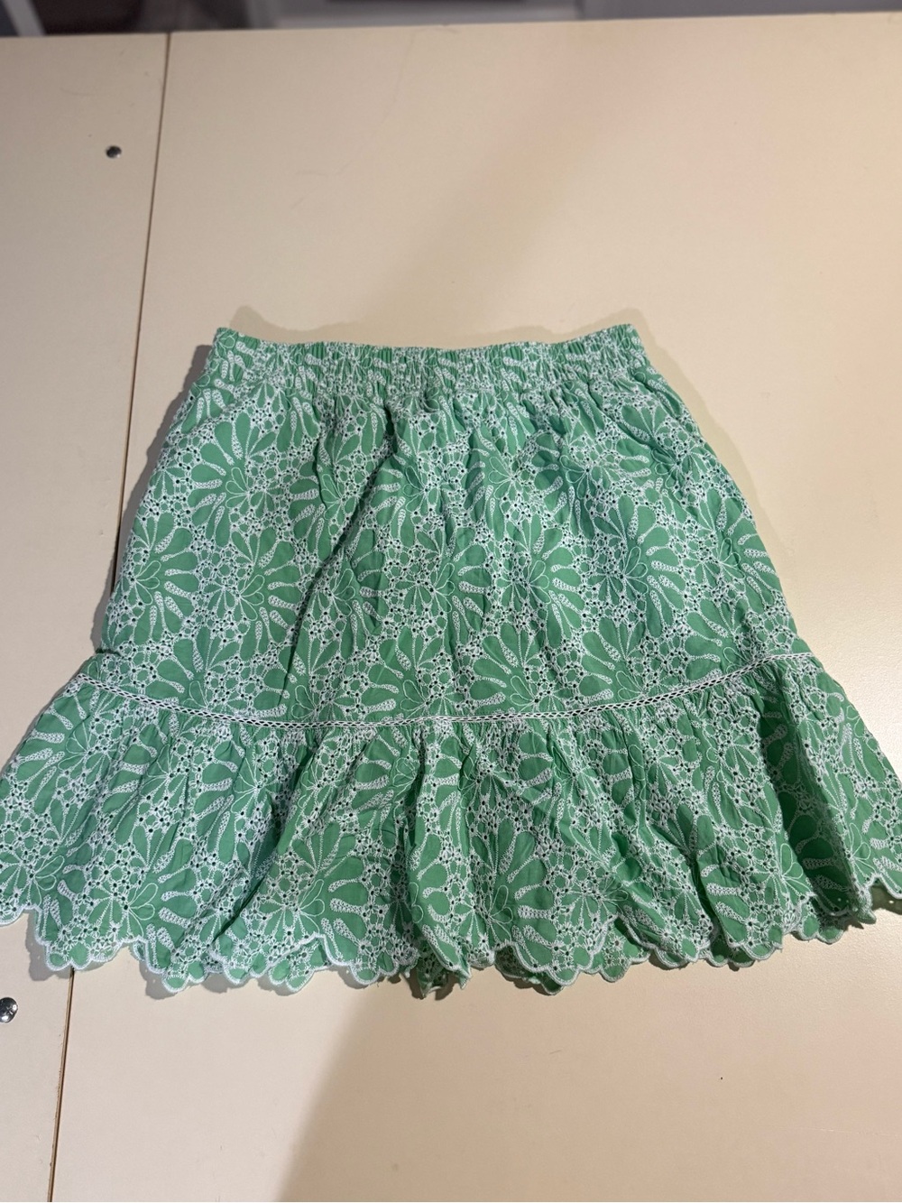 Loft green eyelet skirt